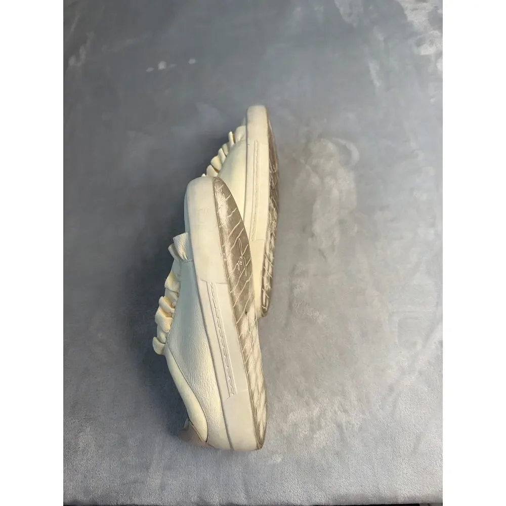 Joie Daw Butter Yellow Cream Suede Ruffle Low Top Slip On Sneakers 38 US 8